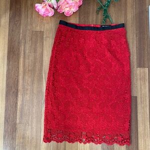 Mango Elegant Red Lace Skirt